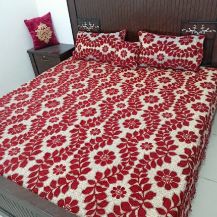 Velvet Jacquard Bedsheet (4 Pcs)Set