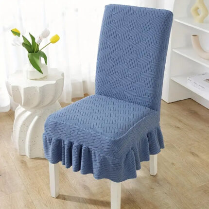 Jacquard Velvet Chair Cover Blue