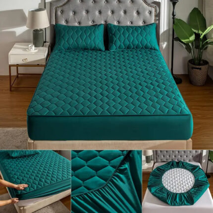 Quilted Waterproof Mattress Cover Double Bed Zinc